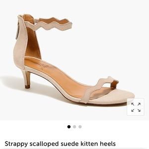 J.Crew strappy scalloped suede kitten heels NEW!